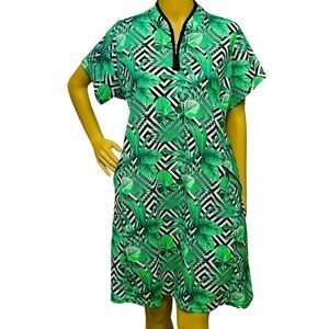 Bermuda Sands Dress Meline Jadeite Resort Golf UPF 50+ Tropical 3/4 Zip …